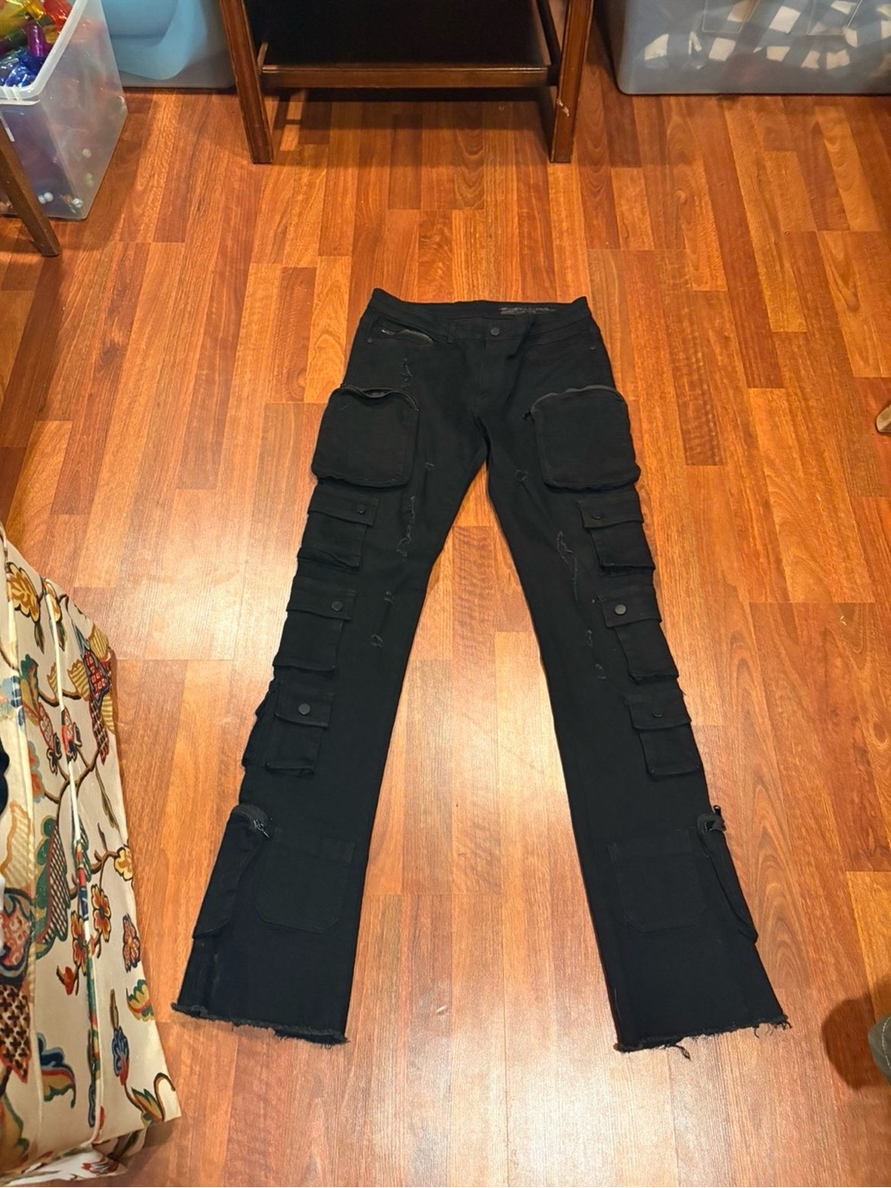 Black Cargo Pocket Utility Pants